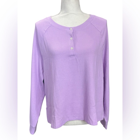 Victoria’s Secret Waffle Knit Pajama Top Purple Size Medium NWT - Picture 2 of 8